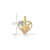 Tricolor #1 Mom Heart Pendant (14K)