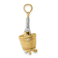 3-D Champagne Bottle in Ice Bucket Pendant (14K)