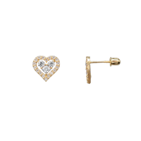 Zirconia Heart Stud Earrings (14K)