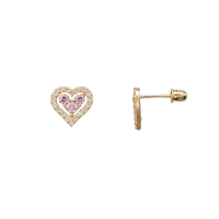 Zirconia Heart Stud Earrings (14K)