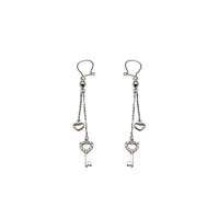 Heart & Key Dangling Earrings (14K)
