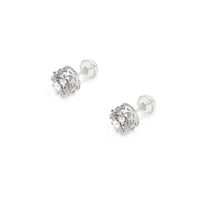 King Crown Setting Medium White Gold Stud Earrings (14K) Popular Jewelry New York