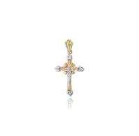 Tricolor Dainty Cross Pendant (14K)