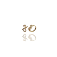 CZ Infinity Knot Huggie Earrings (14K)
