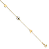 Two Tone Butterfly Anklet Bracelet (14K)