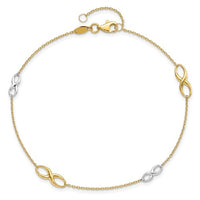 Two Tone Infinity Anklet Bracelet (14K)