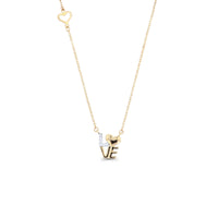 Cable Link "Love" CZ Fancy Necklace (14K)