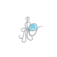 Larimar Octopus Pendant (Silver)