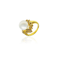 Pearl on Diamond Foliage Ring (18K)