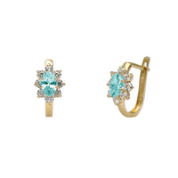 Zirconia Marquise Flower Huggie Earrings (14K)