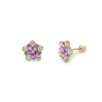 Flowery Star Birthstone Earrings (14K)