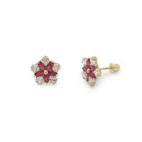 Flowery Star Birthstone Earrings (14K)
