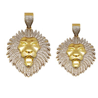 Lion Head CZ Pendant (14K).