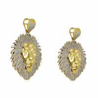 Lion Head CZ Pendant (14K).