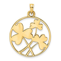 Tricolor Round Outlined Frame Clovers Pendant (14K)