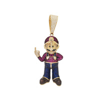 Zirconia Colorful Middle Finger Mario Pendant (14K)