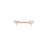 Zirconia Heart-Stone Straight Barbell Piercing (14K)