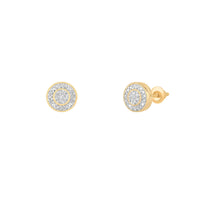 Diamond Milgrain Round Stud Earrings (14K)