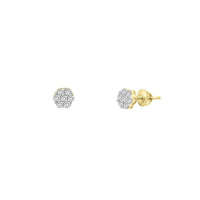 Diamond Two-Tone Honeycomb Stud Earrings (14K)