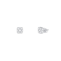 Diamond Cluster Square Stud Earrings (14K)