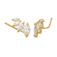 Zirconia Marquise Graduated Stud Earrings (14K)