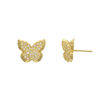 Zirconia Diamond-Cuts Butterfly Stud Earrings (14K)