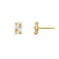 Zirconia Baguettes & Round Stud Earrings (14K)