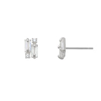 Zirconia Baguettes & Round Stud Earrings (14K)