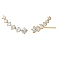 Zirconia Graduated Stud Earrings (14K)