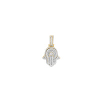 Diamond Round & Baguette Bezel Hamsa Hand Pendant (14K)