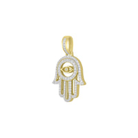 Diamond Evil Eye Hamsa Hand Pendant (14K)