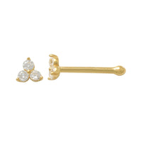 Trinity CZ Nose Bond Stud Piercing (14K)