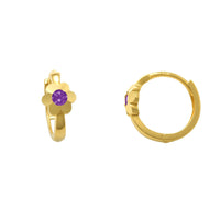 Zirconia Flower Huggie Earrings (14K)