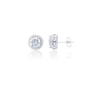 Round Pave CZ Stud Earring (Silver)