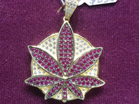 Iced-Out Marijuana Leaf Pendant Silver - Lucky Diamond 恆福珠寶金行 New York City 169 Canal Street 10013 Jewelry store Playboi Charlie Chinatown @luckydiamondny 2124311180