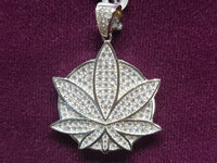 Iced-Out Marijuana Leaf Pendant Silver - Lucky Diamond 恆福珠寶金行 New York City 169 Canal Street 10013 Jewelry store Playboi Charlie Chinatown @luckydiamondny 2124311180