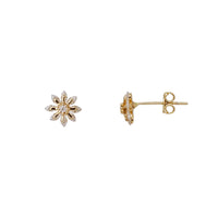 CZ Marquise Petals Flower Stud Earrings (14K)