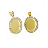 Memorial Picture Medallion Diamond Cut CZ Pendant (14K)