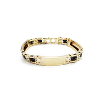 Gold and Monochrome ID Bar Bracelet (14K).
