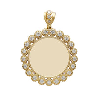Large Size Milgrain Budded Frame Round Medallion Picture Pendant (14K) Popular Jewelry New York