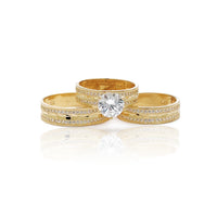 Milgrain Pave Setting Diamond-Cut Three Piece-Set Ring (14K) Popular Jewelry New York