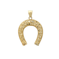 Milgrained Border Nugget Textured Horseshoe Pendant (14K) Popular Jewelry New York