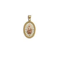 Milgrained Oval Frame Virgin Mary Pendant (14K) Popular Jewelry New York