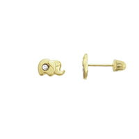 Mini Elephant CZ Stud Earrings (14K)