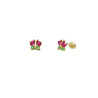 Mini Butterfly CZ Stud Earrings (14K).