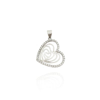 CZ Frame Pirouette Heart Pendant (14K)