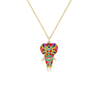 Multicolor Ornament Elephant Fancy Necklace (14K) Popular Jewelry New York