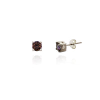 Mystic Color Gemstone Stud Earrings (Silver) New York Popular Jewelry