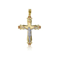 Tricolor Jesus Cross Pendant (14K)