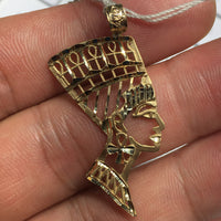 Meshed Ankh Motif Nefertiti Pendant (14K)